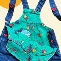 Salopette jean patch chevalier - 3/6 mois