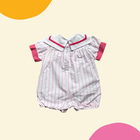 Combinaison marinière rose encre - 6 mois