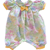 Combinaison fleurie noeud jaune - 6 mois