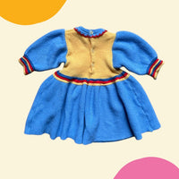 Robe tricot bleu et jaune - 3 mois