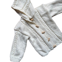 Gilet torsadé écru à capuche - 18/24 mois