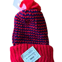 Bonnet rayé rouge et bleu - 1/2 ans