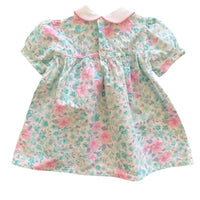 Robe smockée fleurie rose et bleue - 6 mois