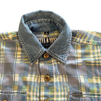 Chemisette carreaux bi-matière bleue - 8 ans