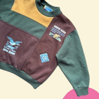 Sweat forêt colorblock vert et marron - 10 ans
