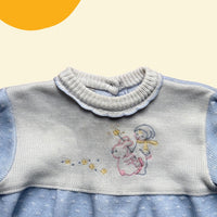 Robe tricot enfant lapin bleu et blanc - 18 mois