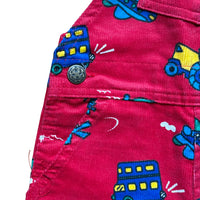 Salopette velours vehicules rouge - 12 mois