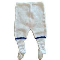 Pantalon tricot blanc liseré bleu - 0/3 mois