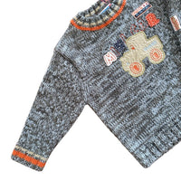 Pull gris brodé voiture - 24 mois