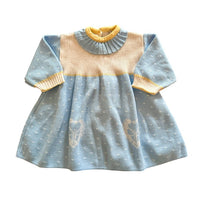 Robe bleu collerette maille - 18/24 mois