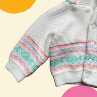 Gilet point mousse rayé pastel - 3 mois