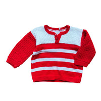 Pull rayé rouge et blanc - 24 mois