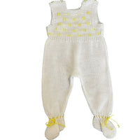 Combinaison tricot blanc et jaune - 3 mois