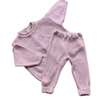 Ensemble tricot rose brodé - 18 mois