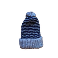 Bonnet rayé bleu et gris - 1/2 ans