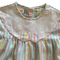 Robe rayée pastel noeud - 18 mois