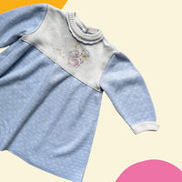 Robe tricot enfant lapin bleu et blanc - 18 mois