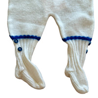 Pantalon tricot blanc liseré bleu - 0/3 mois