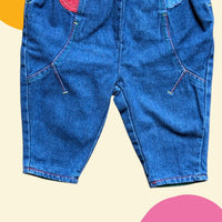 Salopette jean patch chevalier - 3/6 mois