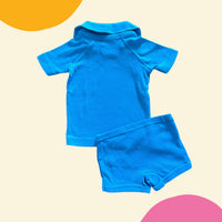 Ensemble court bleu plage - 6 mois