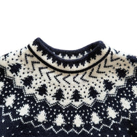 Pull jacquard marine et écru - 3 ans