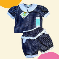 Ensemble chemisier + short pois marine - 18 mois