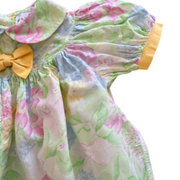 Combinaison fleurie noeud jaune - 6 mois