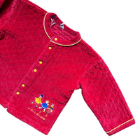 Gilet velours lisse rouge brodé made in Portugal - 12 mois