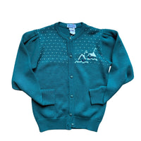 Pull jacquard vert avec laine - 12 ans