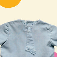 Robe pied de poule bleue années 60 - 24 mois