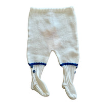 Pantalon tricot blanc liseré bleu - 0/3 mois