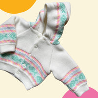 Gilet point mousse rayé pastel - 3 mois