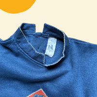 Sweat patchwork fleuri bleu jean - 6/8 ans