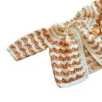 Gilet ocre et blanc - 3 mois