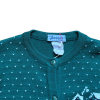 Pull jacquard vert avec laine - 12 ans