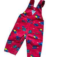 Salopette velours vehicules rouge - 12 mois