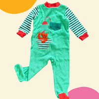 Pyjama rayé vert ours bain - 12 mois