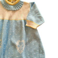 Robe bleu collerette maille - 18/24 mois