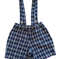 Short bretelles carreaux marine - 4 ans