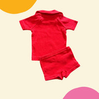 Ensemble court rouge pic-nic - 6 mois