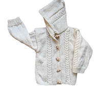 Gilet torsadé écru à capuche - 18/24 mois