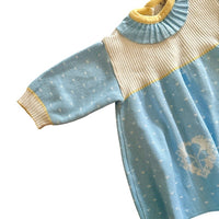 Robe bleu collerette maille - 18/24 mois
