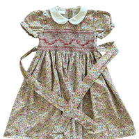 Robe fleurie smockée col claudine - 3 ans