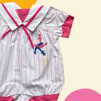 Combinaison marinière rose encre - 6 mois