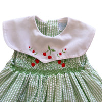 Combinaison verte seersucker cerises - 6 mois