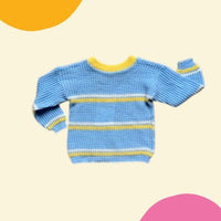 Pull ajouré bleu et jaune - 18/24 mois