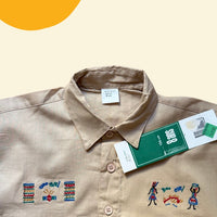 Chemisette broderies afrique beige 2 - 8 ans