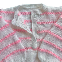 Robe tricot rayée rose - 9/12 mois