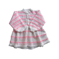 Robe tricot rayée rose - 9/12 mois