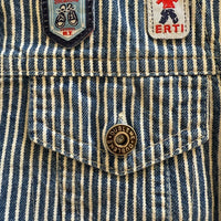 Veste jean rayée patch - 12 mois